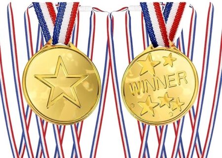 WINNER Plastic Medals set of 5 with Ribbon - Gold