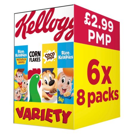 Kellogg's Variety 8pk Breakfast Cereal 6 x 196g.